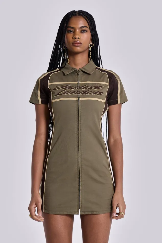 Dresses Women Jaded London Shop Racer Dress In Khaki