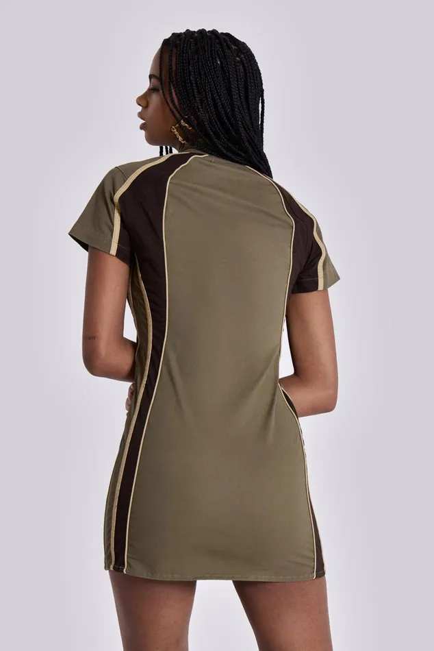 Dresses Women Jaded London Shop Racer Dress In Khaki