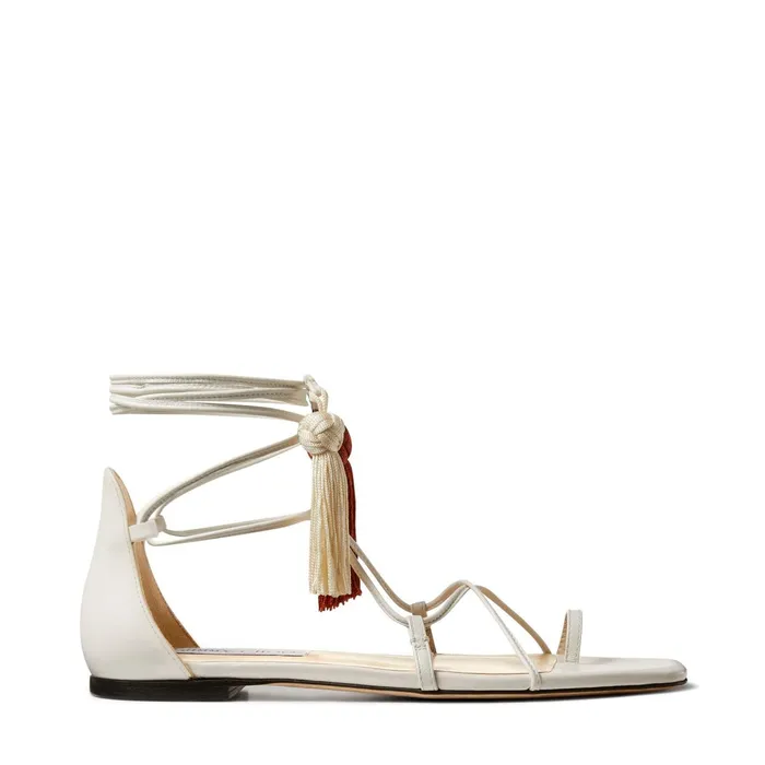 Dusti Flat Latte Nappa Leather Sandals With Sun Mix Tassels Lattesand Mix Women JIMMY CHOO Flats Dusti Flat Latte Nappa Leather Sandals With Sun Mix Tassels Lattesand Mix Women JIMMY CHOO Flats