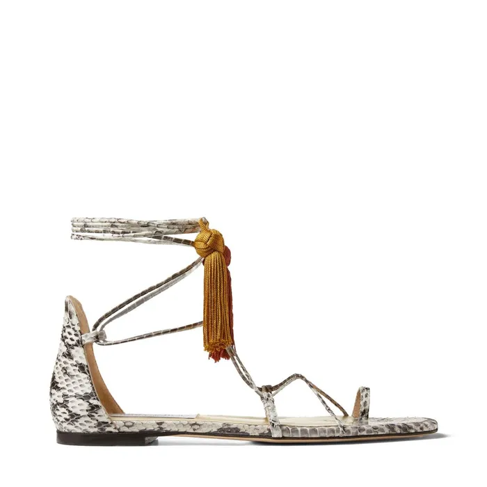 Dusti Flat Roccia Elaphe Flat Sandals With Sun Mix Tassels Rocciasun Mix Women JIMMY CHOO Flats Dusti Flat Roccia Elaphe Flat Sandals With Sun Mix Tassels Rocciasun Mix Women JIMMY CHOO Flats