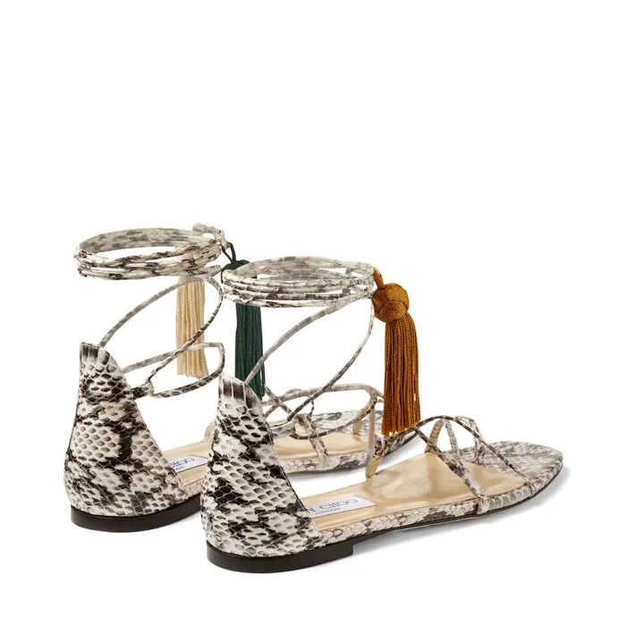 Dusti Flat Roccia Elaphe Flat Sandals With Sun Mix Tassels Rocciasun Mix Women JIMMY CHOO Flats