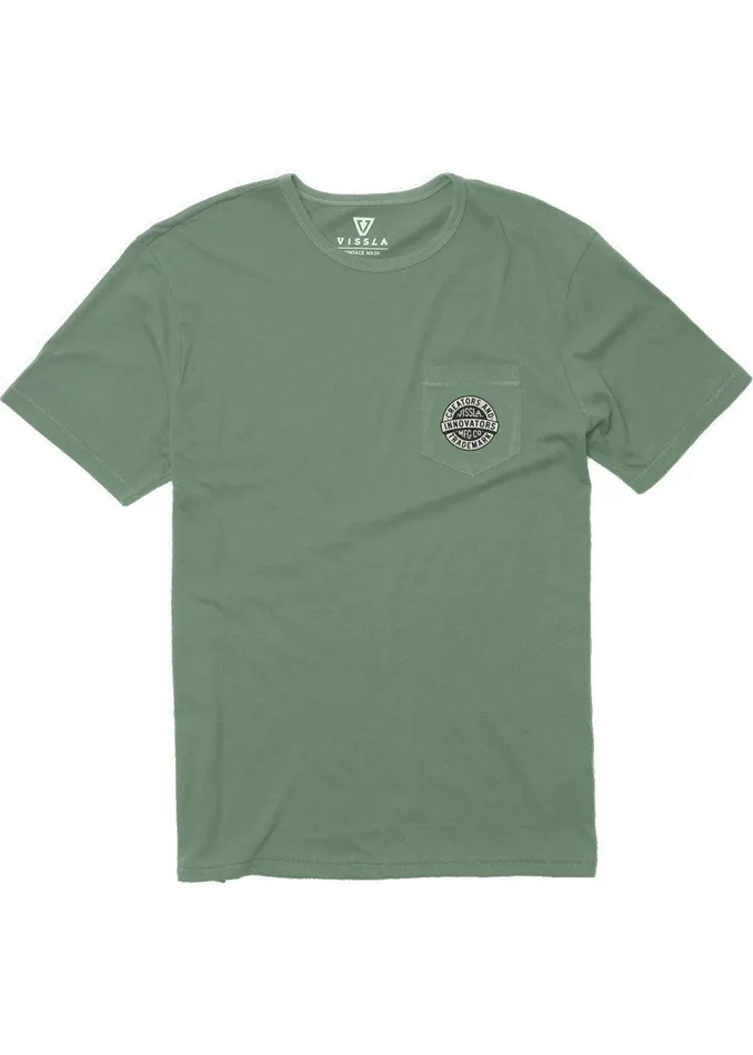 Eco Tees Men Vissla Creators Badge Organic Pkt Tee Pine Eco Tees Men Vissla Creators Badge Organic Pkt Tee Pine