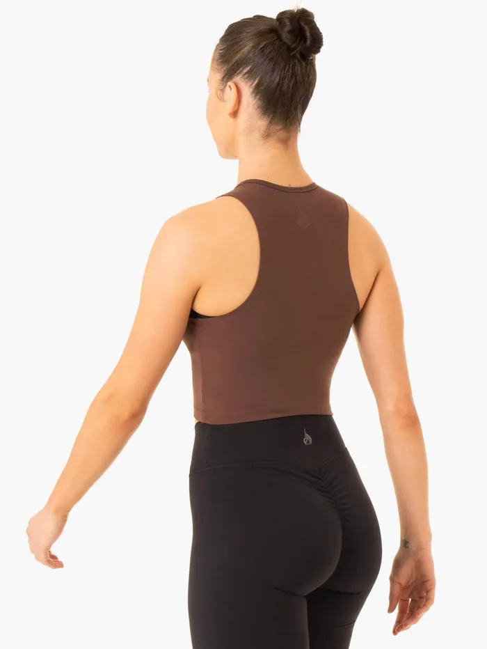 Embody Zip Up Crop 8211 Chocolate Women Ryderwear Tops