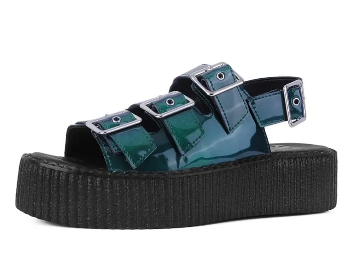 Emerald Metallic 3Buckle Mondo Sandal Women TUK Shoes Sandals