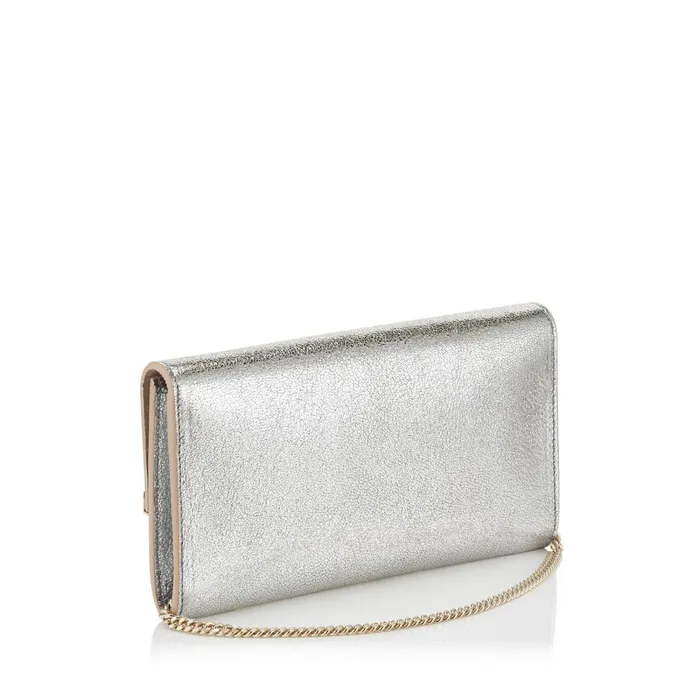 Emmie Champagne Glitter Leather Clutch Bag Champagne Women JIMMY CHOO Clutch Bags
