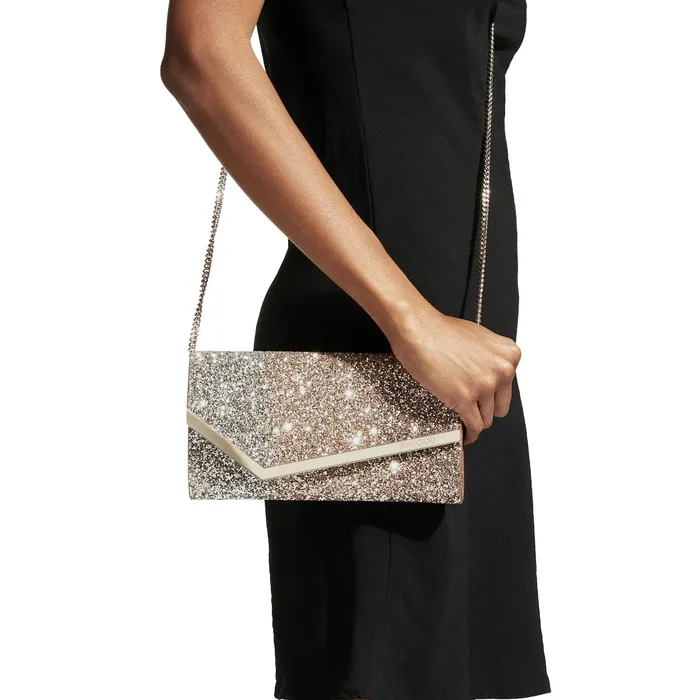 Emmie RoseGold Dgrad Glitter Leather Clutch Bag Rose Goldgoldsilver Women JIMMY CHOO Evening Bags