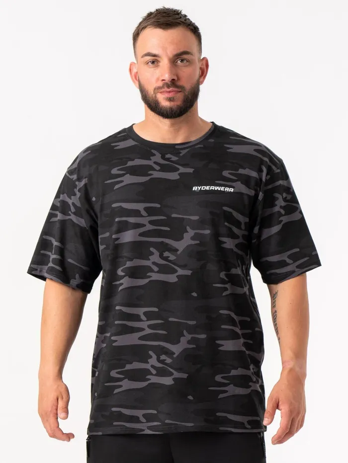 Energy Oversized TShirt 8211 Black Camo Men Ryderwear TShirts