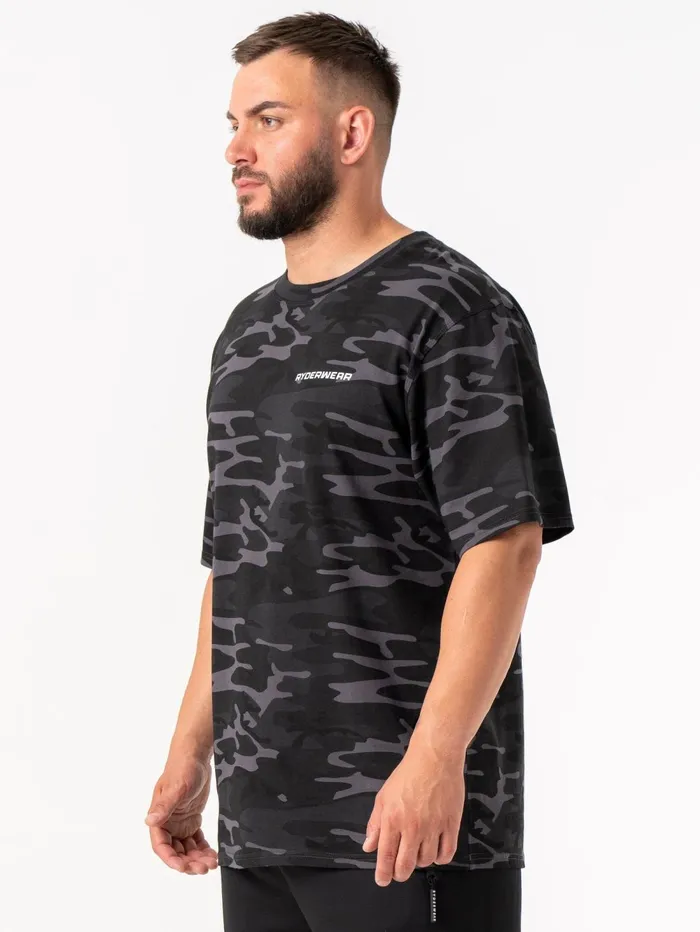Energy Oversized TShirt 8211 Black Camo Men Ryderwear TShirts