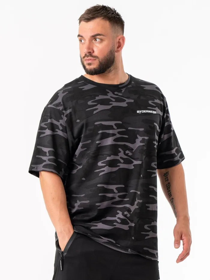 Energy Oversized TShirt 8211 Black Camo Men Ryderwear TShirts