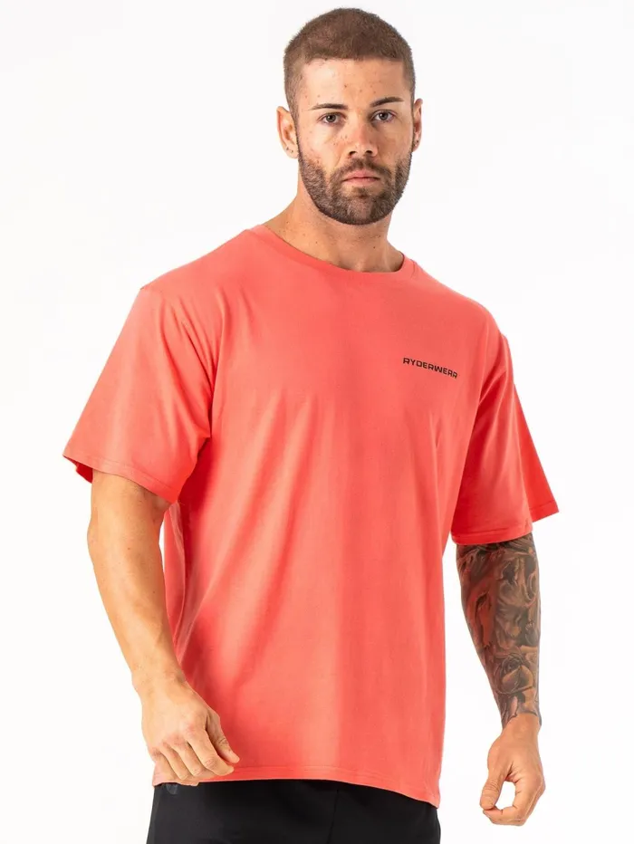 Energy Oversized TShirt 8211 Coral Men Ryderwear TShirts