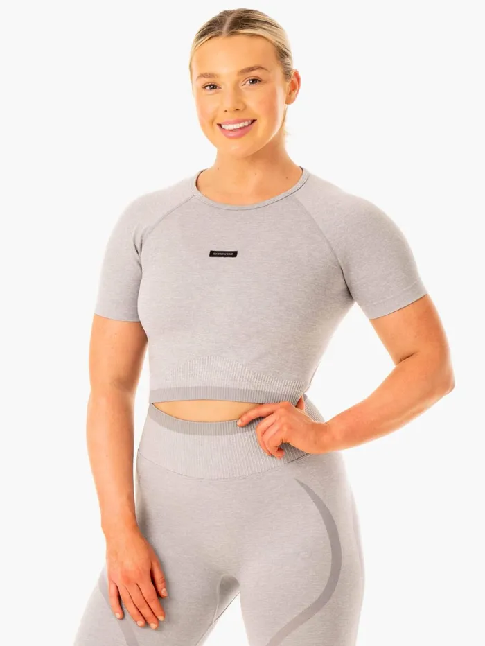 Excel Seamless TShirt 8211 Grey Marl Women Ryderwear Tops