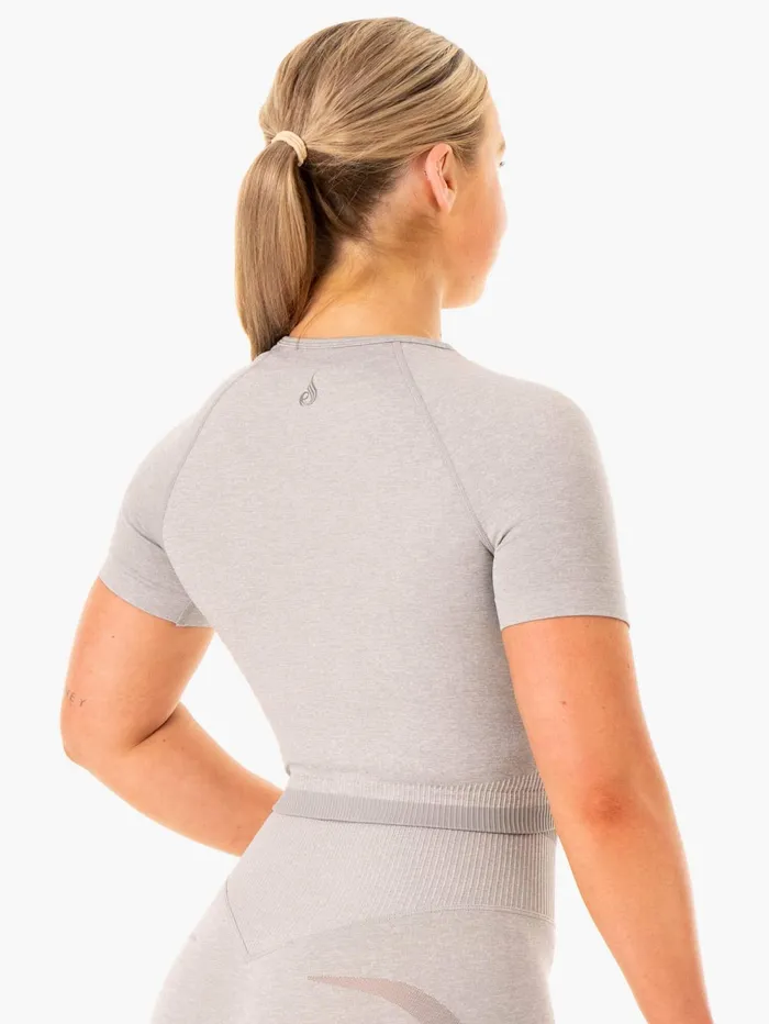 Excel Seamless TShirt 8211 Grey Marl Women Ryderwear Tops