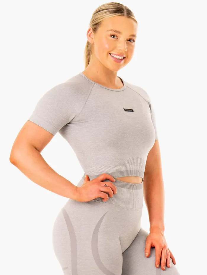 Excel Seamless TShirt 8211 Grey Marl Women Ryderwear Tops