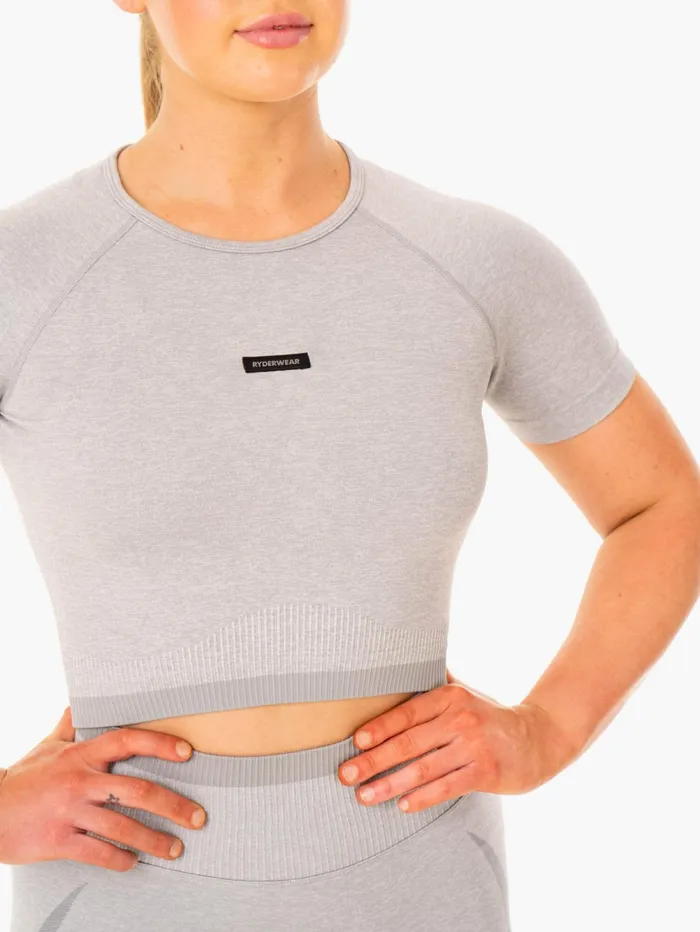 Excel Seamless TShirt 8211 Grey Marl Women Ryderwear Tops
