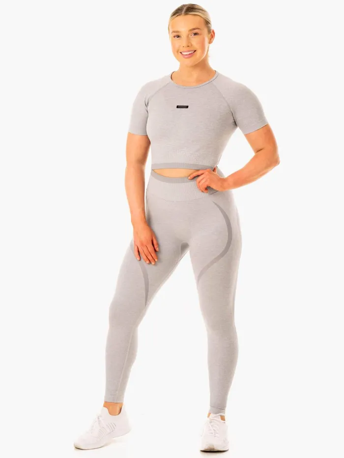 Excel Seamless TShirt 8211 Grey Marl Women Ryderwear Tops