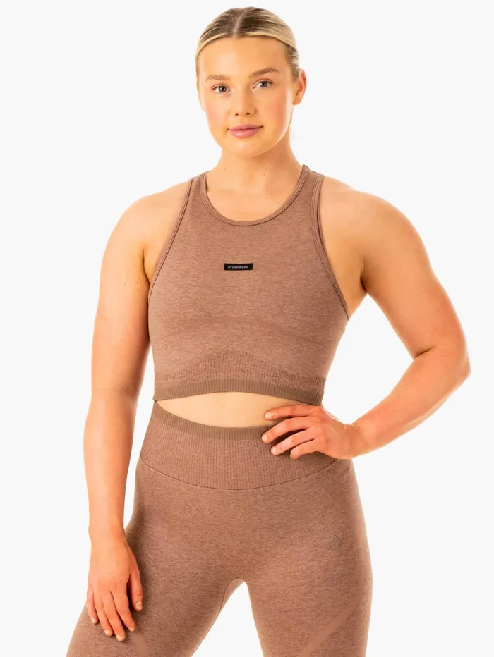 Excel Seamless Tank 8211 Mocha Marl Women Ryderwear Tops
