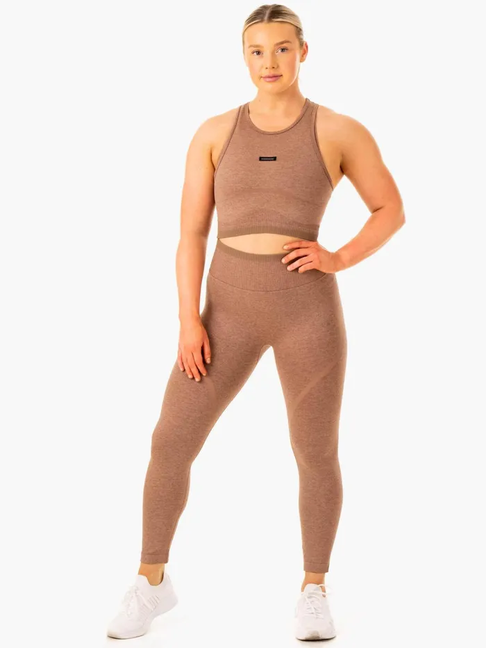 Excel Seamless Tank 8211 Mocha Marl Women Ryderwear Tops