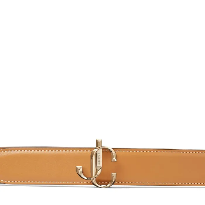 Felisa Cuoio Smooth Calf Leather Belt With Jc Emblem Cuoio Women JIMMY CHOO Belts