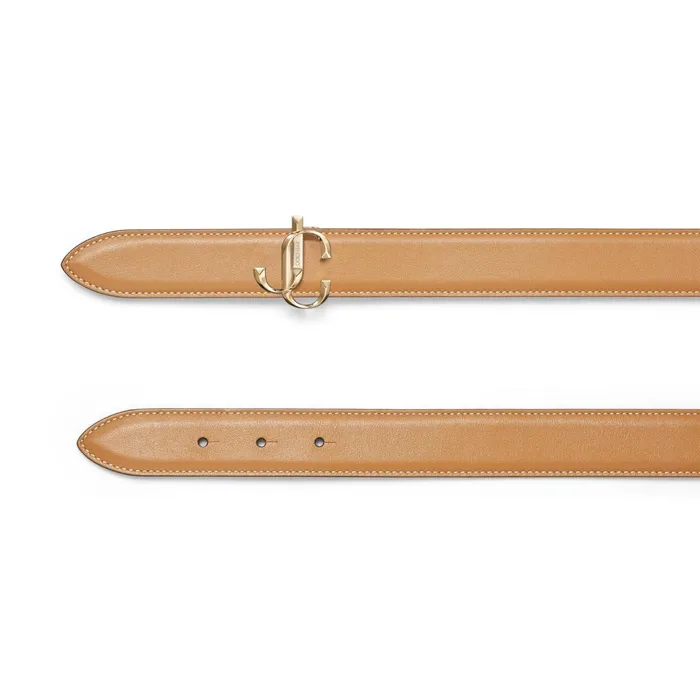 Felisa Cuoio Smooth Calf Leather Belt With Jc Emblem Cuoio Women JIMMY CHOO Belts