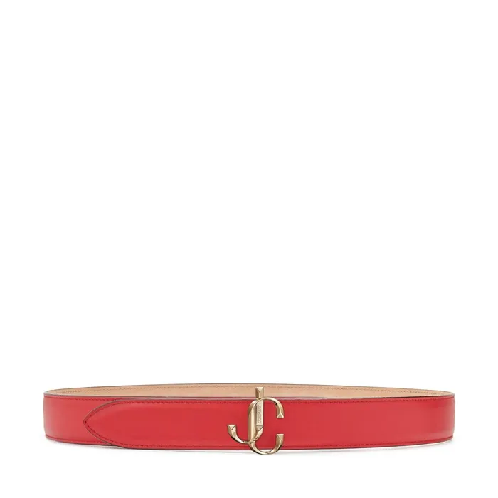 Felisa Royal Red Smooth Calf Leather Belt With Jc Emblem Royal Red Women JIMMY CHOO Belts Felisa Royal Red Smooth Calf Leather Belt With Jc Emblem Royal Red Women JIMMY CHOO Belts