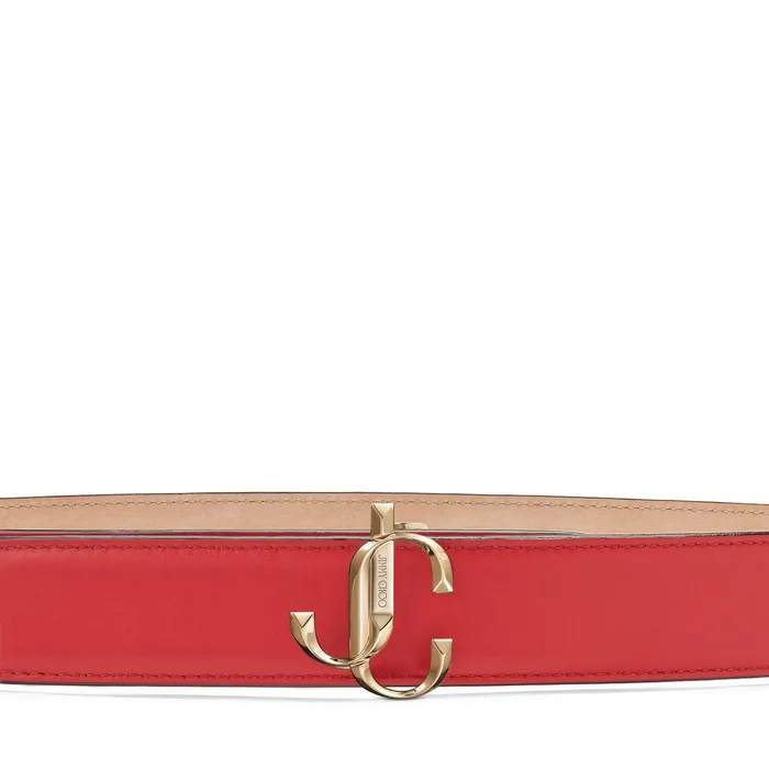 Felisa Royal Red Smooth Calf Leather Belt With Jc Emblem Royal Red Women JIMMY CHOO Belts