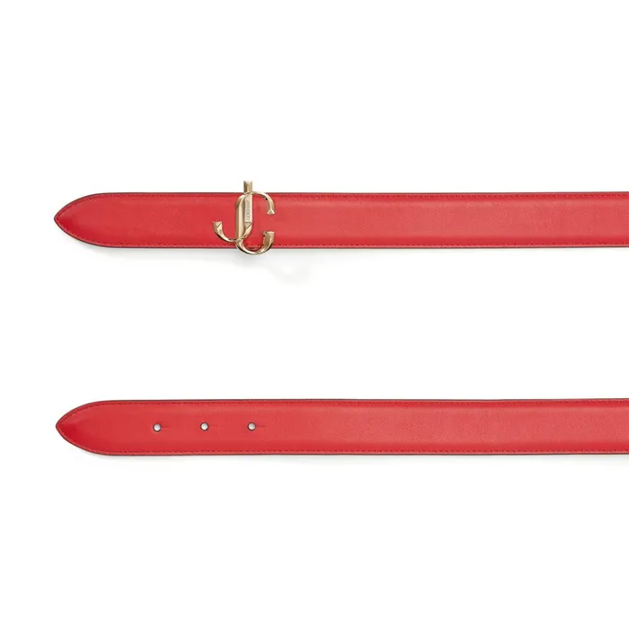 Felisa Royal Red Smooth Calf Leather Belt With Jc Emblem Royal Red Women JIMMY CHOO Belts