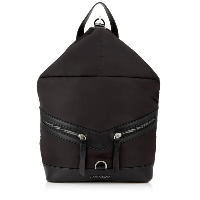 FitzroyM Black Soft Nylon And Satin Leather Backpack Black Men JIMMY CHOO Bags