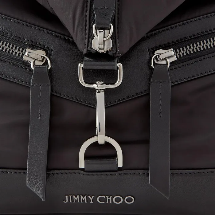 FitzroyM Black Soft Nylon And Satin Leather Backpack Black Men JIMMY CHOO Bags