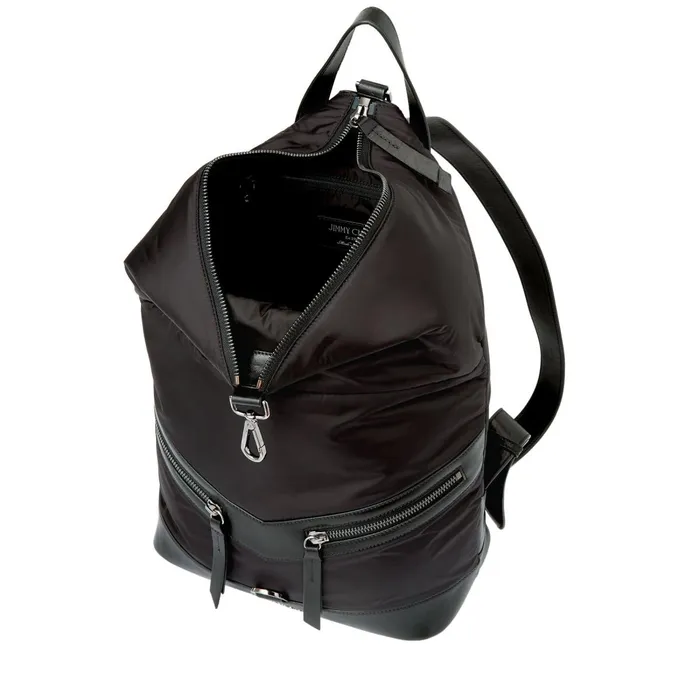 FitzroyM Black Soft Nylon And Satin Leather Backpack Black Men JIMMY CHOO Bags