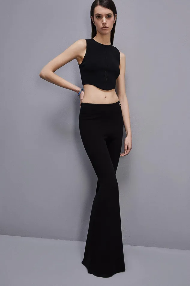 Flared Women Patrizia Pepe Flared Bodycon Pants Nero