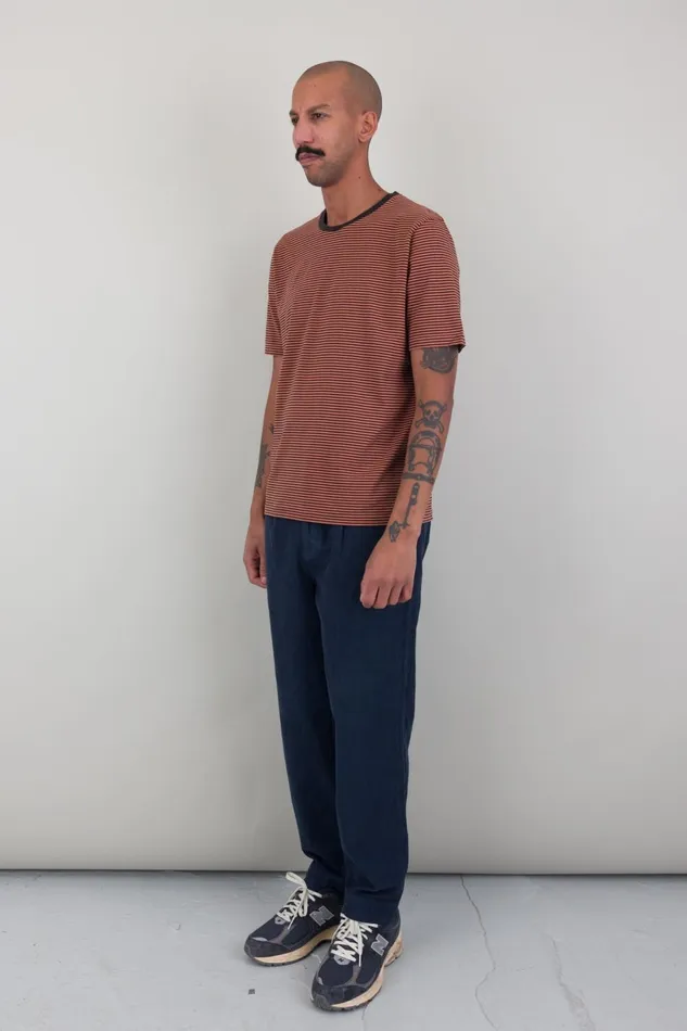 Folk Clothing 12151 Striped TShirt 8211 Rust Brown Mens TShirts