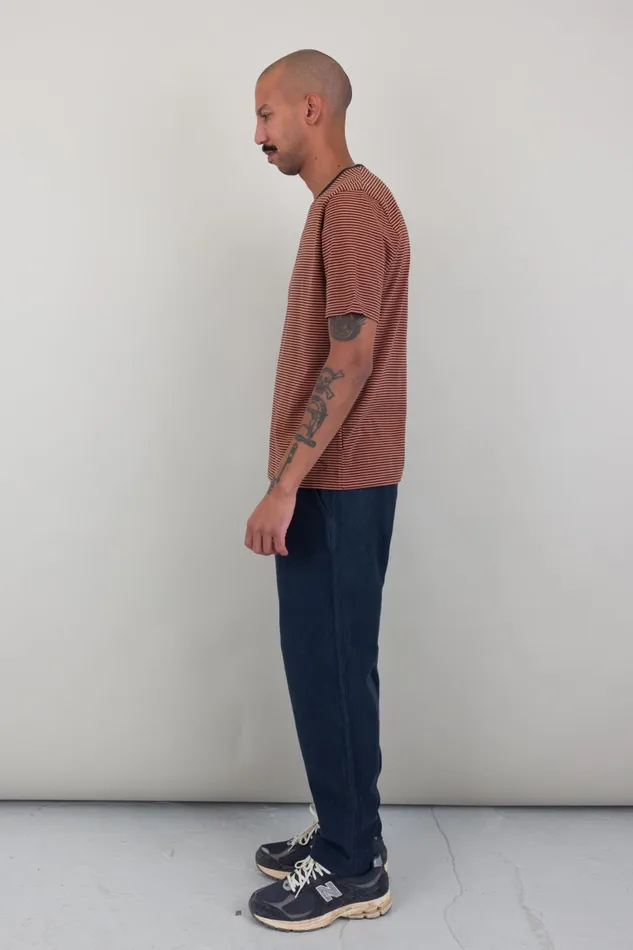 Folk Clothing 12151 Striped TShirt 8211 Rust Brown Mens TShirts