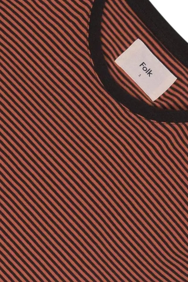 Folk Clothing 12151 Striped TShirt 8211 Rust Brown Mens TShirts
