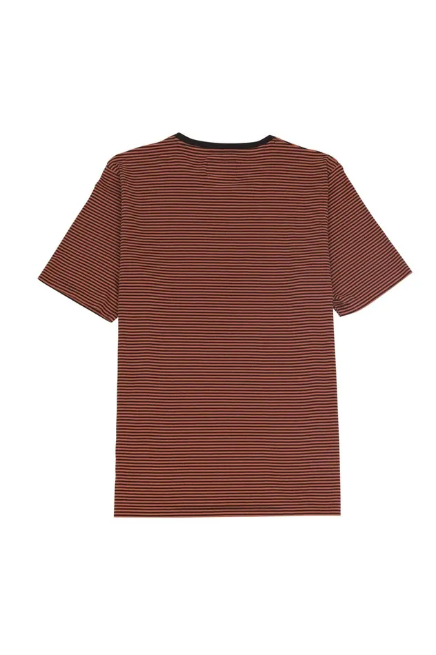 Folk Clothing 12151 Striped TShirt 8211 Rust Brown Mens TShirts