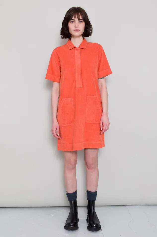 Folk Clothing A Line Zip Dress 8211 Vermillion Cord Womens Skirts and Dresses