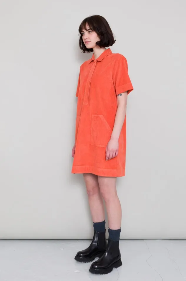 Folk Clothing A Line Zip Dress 8211 Vermillion Cord Womens Skirts and Dresses