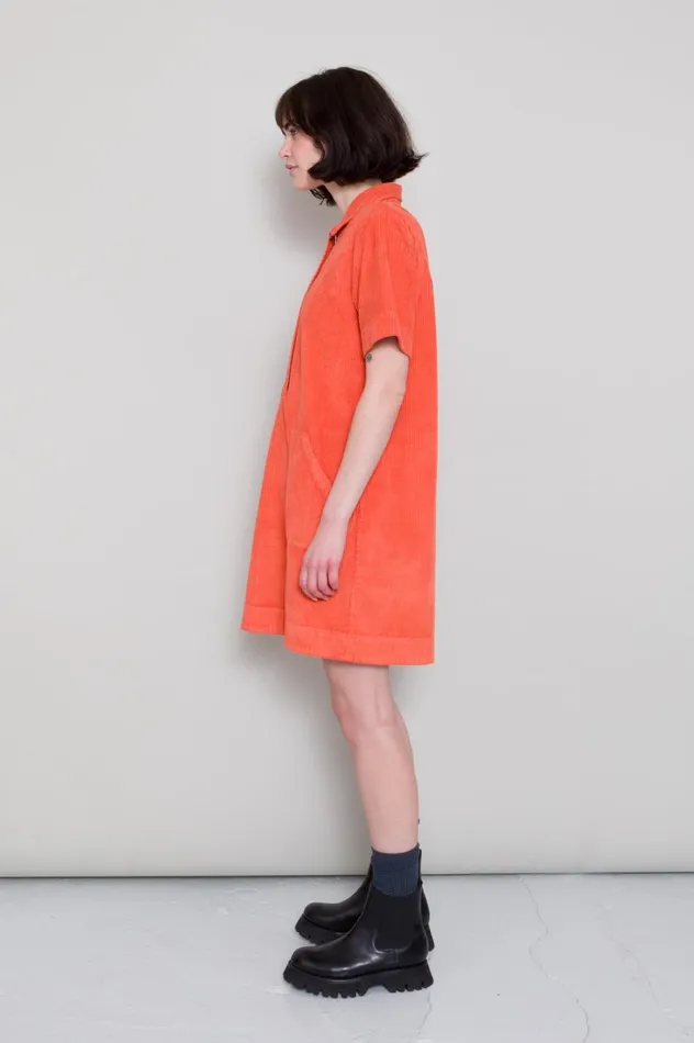 Folk Clothing A Line Zip Dress 8211 Vermillion Cord Womens Skirts and Dresses