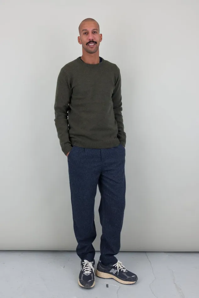 Folk Clothing Assembly Crew Jumper 8211 Forest Mens Knitwear