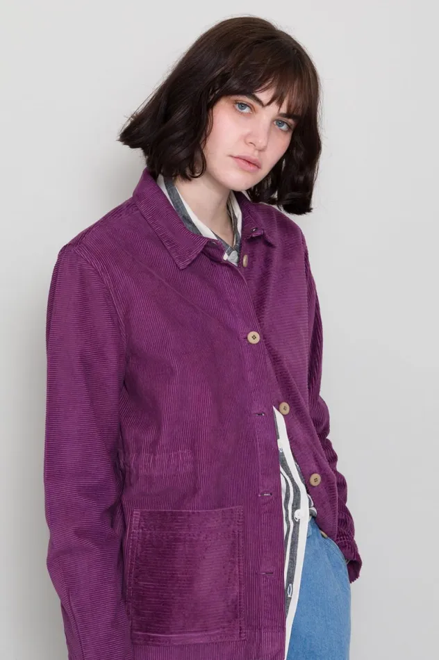 Folk Clothing Assembly Jacket 8211 Directional Cord Wine Womens Outerwear