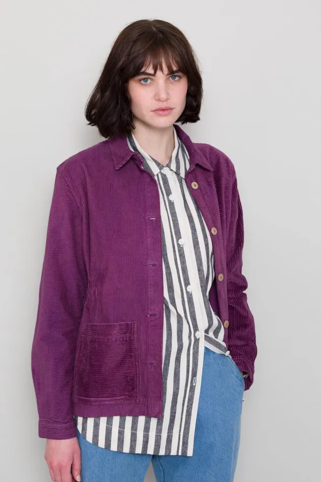 Folk Clothing Assembly Jacket 8211 Directional Cord Wine Womens Outerwear