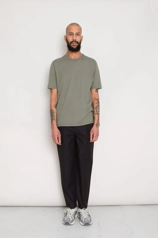Folk Clothing Assembly Pant 8211 Soft Black Linear Texture Mens Trousers