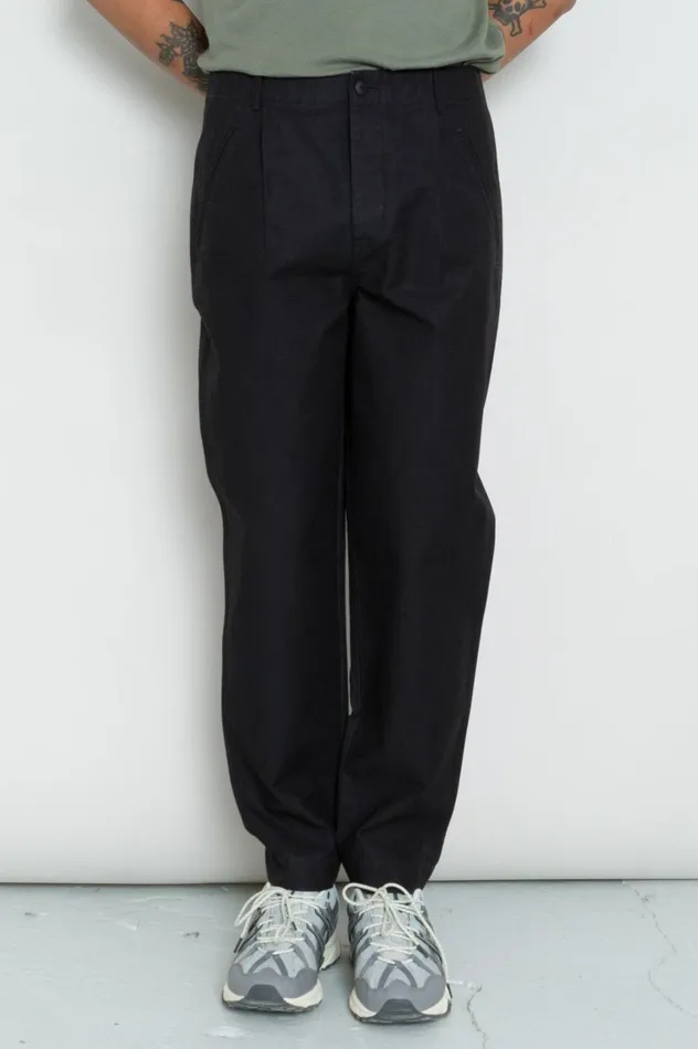 Folk Clothing Assembly Pant 8211 Soft Black Linear Texture Mens Trousers