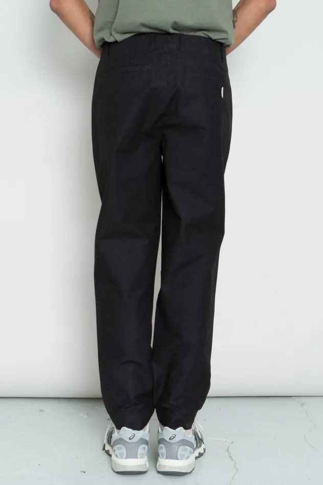 Folk Clothing Assembly Pant 8211 Soft Black Linear Texture Mens Trousers