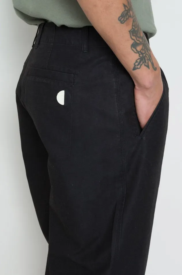 Folk Clothing Assembly Pant 8211 Soft Black Linear Texture Mens Trousers