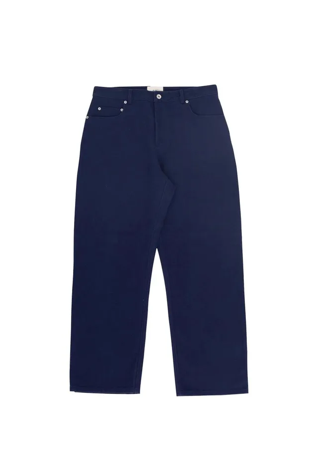 Folk Clothing Barrel Leg Pant 8211 Mid Navy Canvas Mens Trousers
