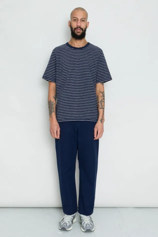 Folk Clothing Barrel Leg Pant 8211 Mid Navy Canvas Mens Trousers