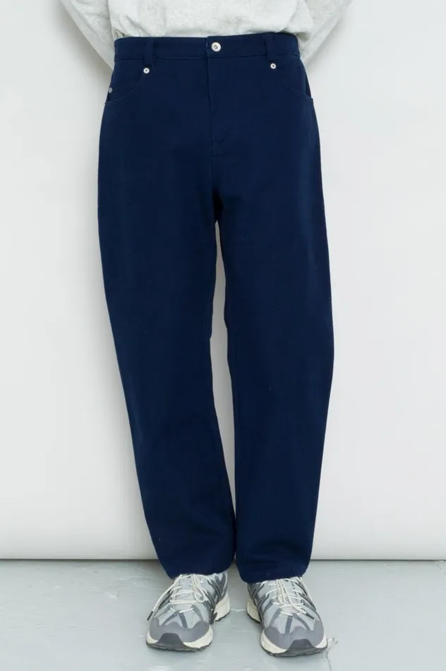 Folk Clothing Barrel Leg Pant 8211 Mid Navy Canvas Mens Trousers