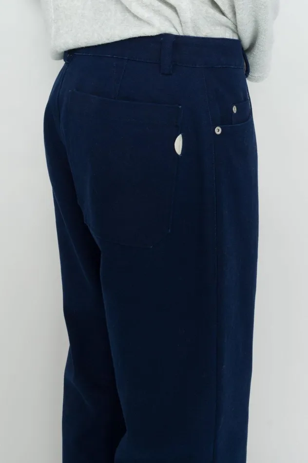 Folk Clothing Barrel Leg Pant 8211 Mid Navy Canvas Mens Trousers