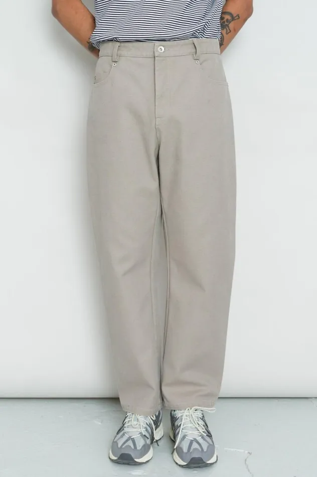 Folk Clothing Barrel Leg Pant 8211 Silver Grey Canvas Mens Trousers