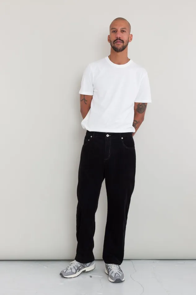 Folk Clothing Barrel Leg Trouser 8211 Black Heavy Cord Mens Trousers